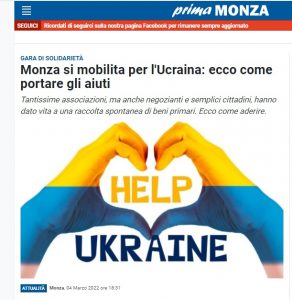 Monza si mobilita per l'Ucraina: ecco come portare gli aiuti